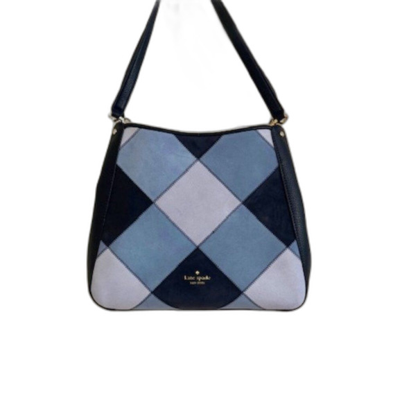 kate spade Handbags - Kate Spade-Leila-Triple Compartment Shoulder Bag-Patchwork Suede-Blue